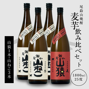 焼酎尾鈴山(山ねこ3本・山猿1本)1800ml_K09_0034_4