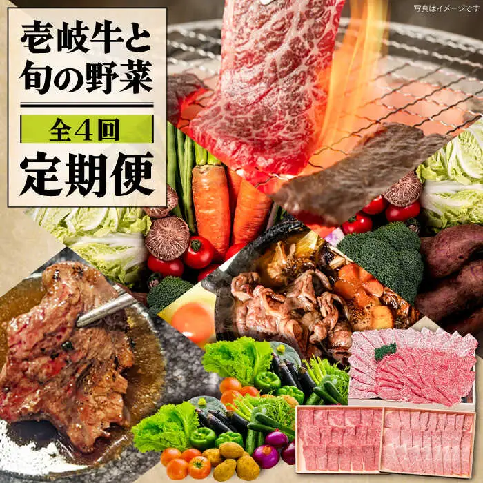 【全4回定期便】《A4〜A5ランク》壱岐牛と旬の野菜定期便 [JBO077] 肉 黒毛和牛