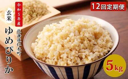 12ヵ月定期便 北海道産ゆめぴりか 5kg 玄米 ゆめぴりか