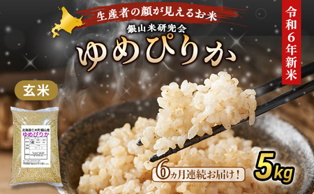6ヵ月定期便 北海道産ゆめぴりか 5kg 玄米 ゆめぴりか