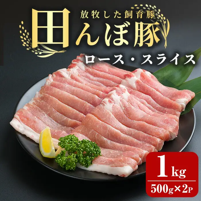 田んぼ豚 ロース スライス 1kg（500g × 2パック) 豚肉 ぶた ブタ しゃぶしゃぶ 生姜焼き 放牧飼育 小分け 【株式会社いなほ】 tm260