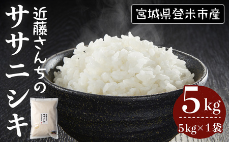 ≪令和8年産≫ ササニシキ 精米 5kg×1袋 宮城県登米市産 お米 おこめ 米 コメ 白米 ご飯 ごはん おにぎり お弁当【株式会社近藤農産】tm508