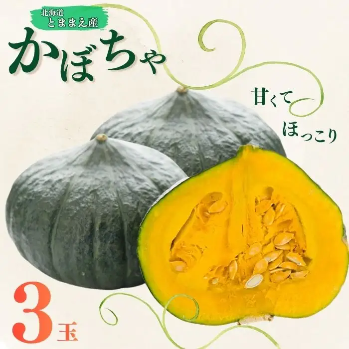北海道とままえ産 かぼちゃ 3玉 計5kg前後 カボチャ 南瓜 北海道産 先行 予約 受付 甘い 旬 産地直送 野菜 北海道 苫前町 とままえ rum12