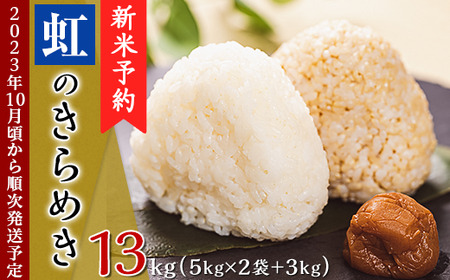 米 にじのきらめき 13kg (5kg×2袋+3kg)【茨城県下妻市産】【米 にじの