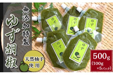 天然柚子使用 ・ 無添加特製ゆず胡椒 500g （ 100g × 5パック ）【 柚子胡椒 ゆず胡椒  柚子 ゆず 無添加 調味料 特製 焼き鳥 鍋 鍋料理 おでん おすすめ 】