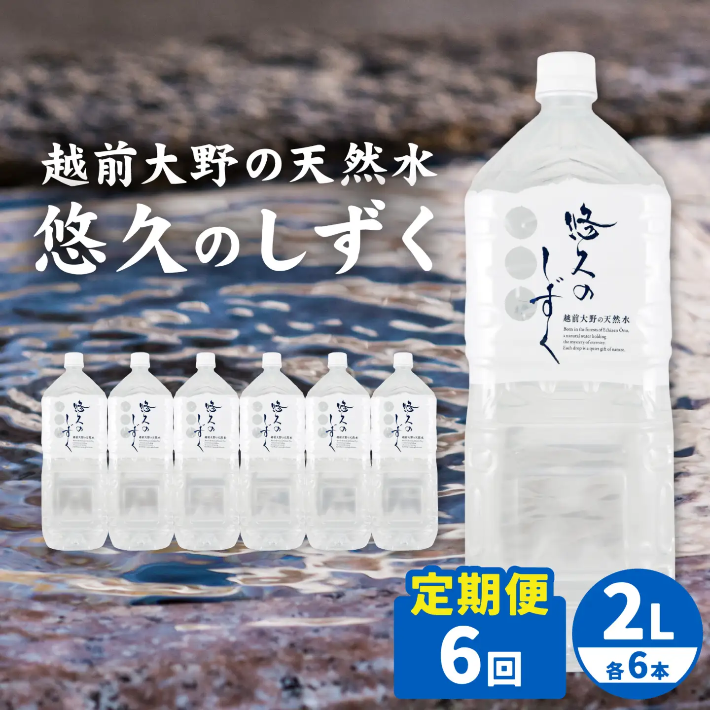 【6ヶ月連続お届け】越前大野の天然水　悠久のしずく PET2L 6本 計36本 天然水 天然水