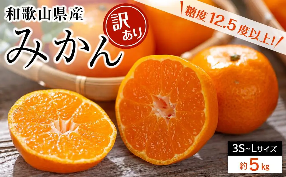 和歌山県産 糖度12.5度 以上 訳ありみかん5kg 3S ～ Lサイズ混合【NY5】