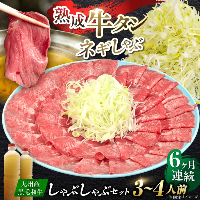 【全6回定期便】九州産 黒毛和牛 牛タンしゃぶしゃぶセット 500g 計3kg 吉野ヶ里町/やきとり紋次郎 牛肉 肉 牛タン タン たん しゃぶしゃぶ 九州 黒毛和牛 [FCJ073]