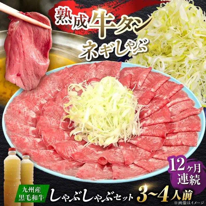 【全12回定期便】九州産 黒毛和牛 牛タンしゃぶしゃぶセット 500g 計6kg 吉野ヶ里町/やきとり紋次郎 牛肉 肉 牛タン タン たん しゃぶしゃぶ 九州 黒毛和牛 [FCJ074]