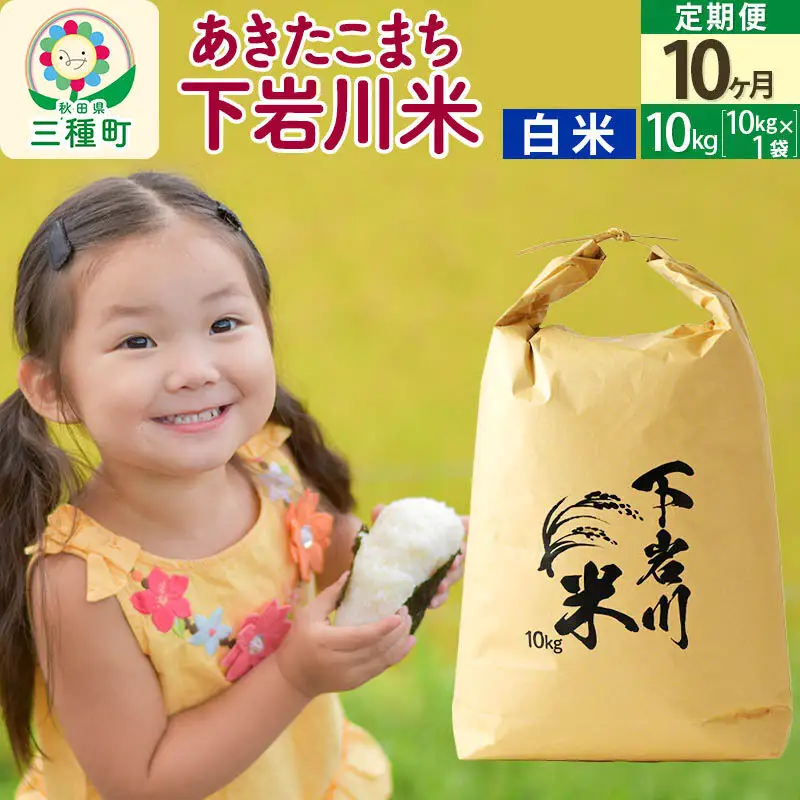 【R8年新米予約】 《10ヶ月定期便》【白米】あきたこまち 10kg (10kg×1袋) 秋田県三種町産 令和8年産 下岩川米