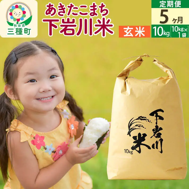 【R8年新米予約】 《5ヶ月定期便》【玄米】あきたこまち 10kg (10kg×1袋) 秋田県三種町産 令和8年産 下岩川米