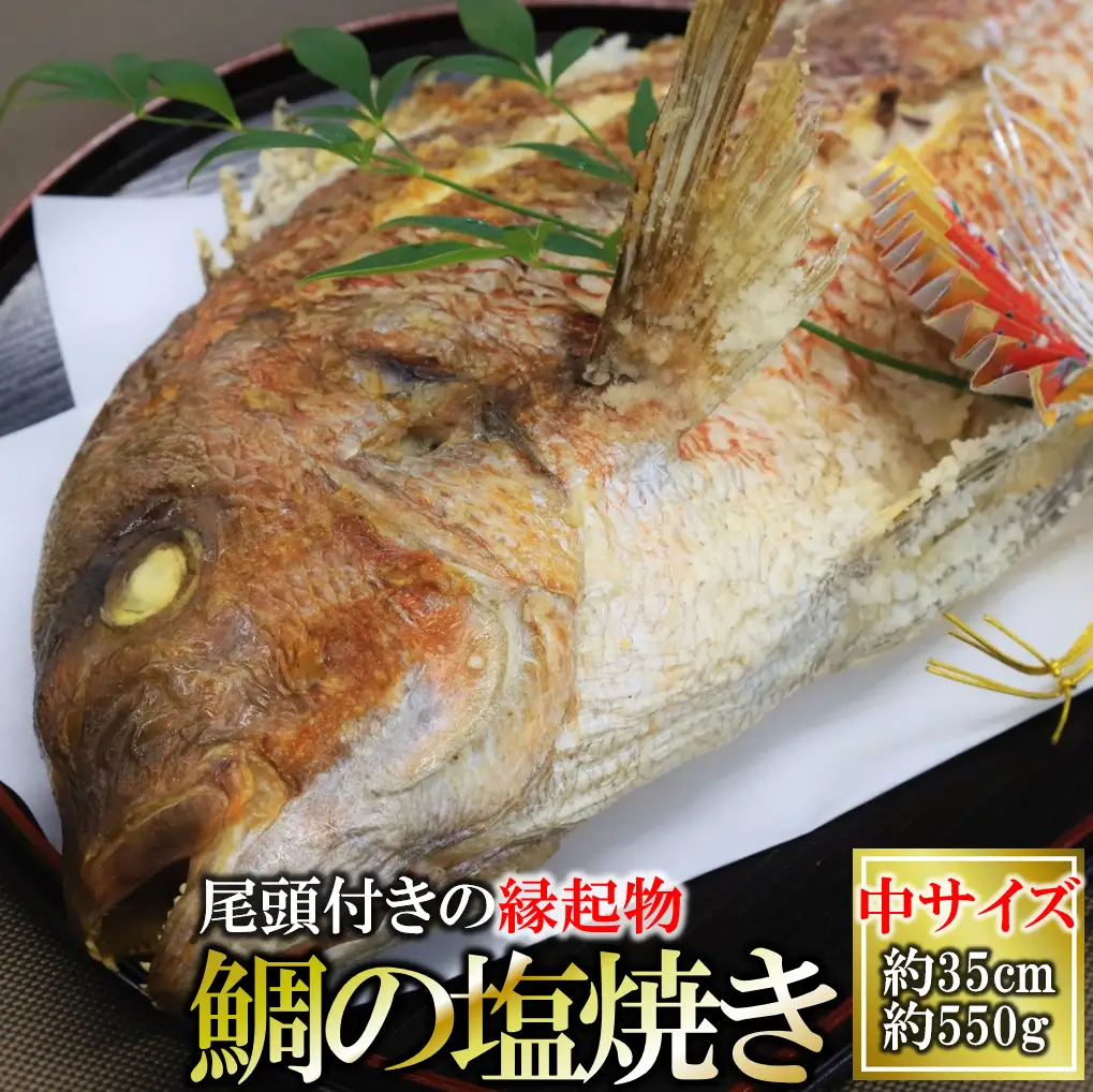【尾頭付きの縁起物】 活塩焼き鯛（中サイズ） 1匹（約35㎝・約550g）22-67
