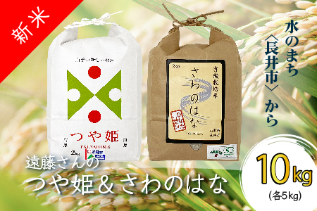 【令和6年産新米】【オーガニック米】遠藤さんの「つや姫」&「さわのはな」10kg(各5kg×1袋)_A138(R6)