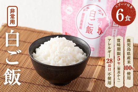 非常食 志布志安心ご飯＜白ご飯＞(スプーン付き)6食 a3-183