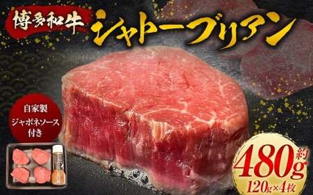 【博多和牛】シャトーブリアン 120g×4枚 (自家製 ジャポネソース付)