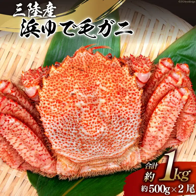 【期間限定発送】かに 三陸産浜ゆで毛ガニ 約500g×2 計1kg 