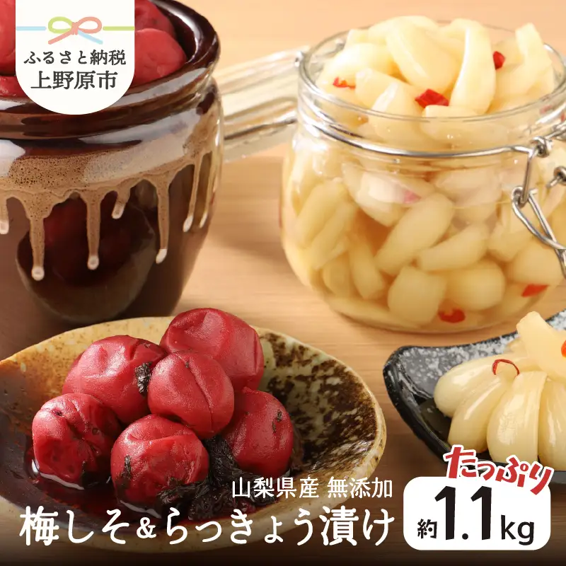 西原ばあちゃんの手作り梅しそ漬け・らっきょう漬けセット 梅干し らっきょう 無添加 手作り 梅しそ漬け らっきょう漬け セット 風味豊 昔ながら 自然の味 ギフト プレゼント 贈り物 贈答 送料無料 山梨県 上野原市