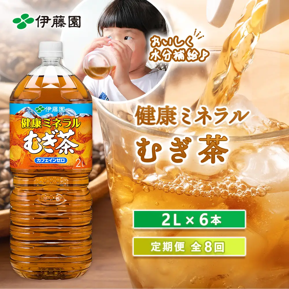 『定期便：全8回』健康ミネラルむぎ茶2L×6本【50001201】