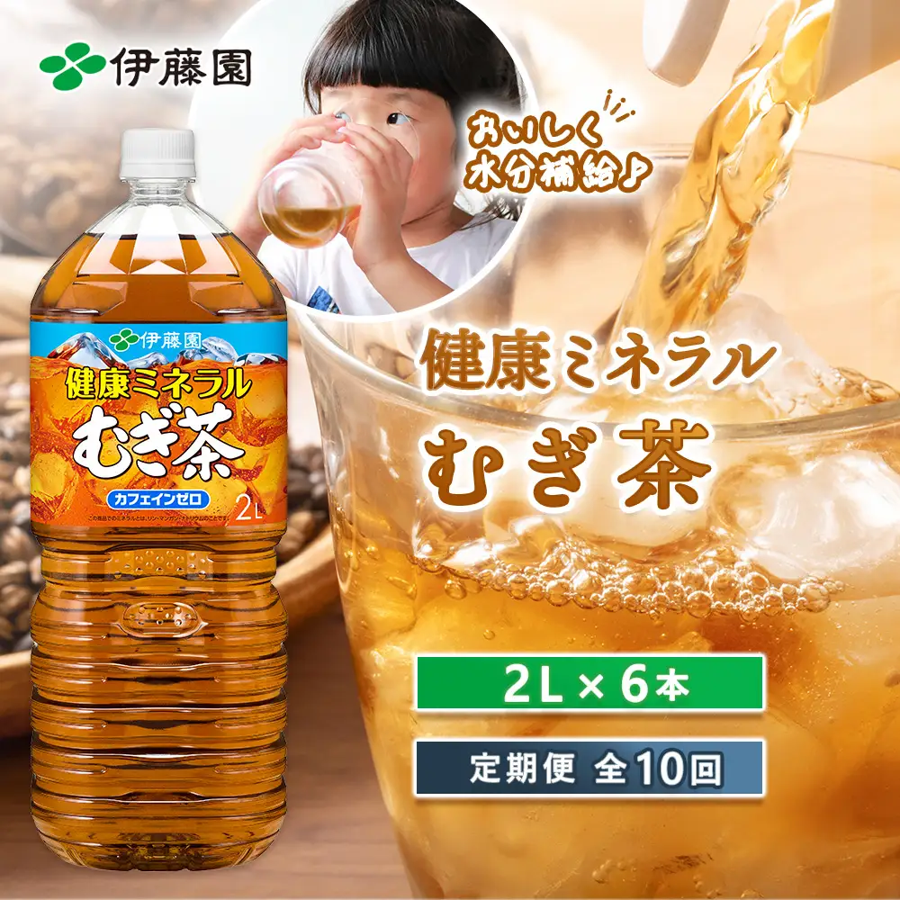 『定期便：全10回』健康ミネラルむぎ茶2L×6本【50001301】