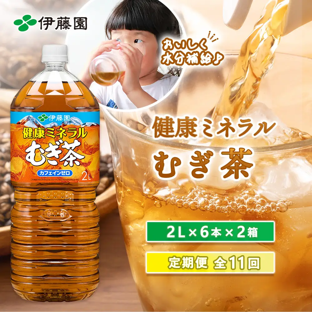 『定期便：全11回』健康ミネラルむぎ茶2L×6本×2箱【50002301】