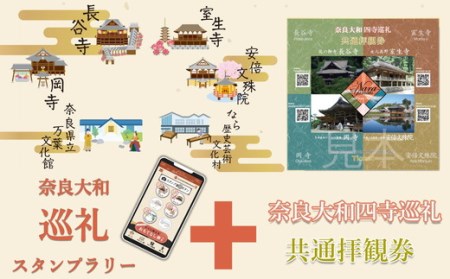 奈良大和　巡礼スタンプラリー巡礼札と四寺巡礼(共通)セット