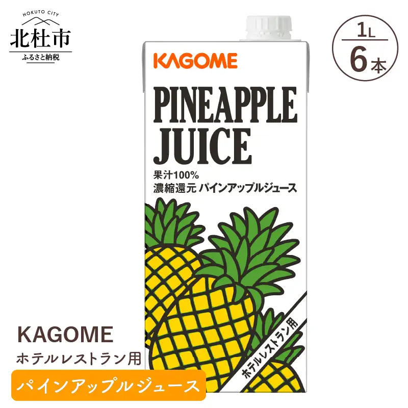 カゴメ パインアップルジュース ホテルレストラン用 1L 紙パック 6本入 [h172]