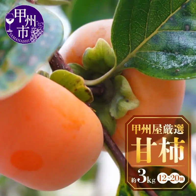 甲州屋商店厳選 甘柿 約3kg 12～20個【2026年発送】B-139