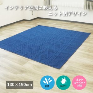 ニット柄ループラグ 130×190 ネイビー NT-9000 [3071]