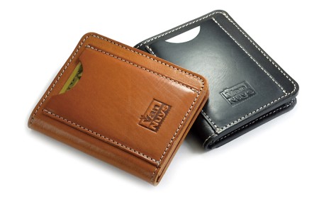 キャッシュレス時代の胸ポケットに入る多機能薄型コンパクトウォレット（マネークリップ付き）　バンナイズ オイル シュリンク レザー 本革 財布 コンパクト ファッション 小物 アクセサリー  ビンテージブラウン