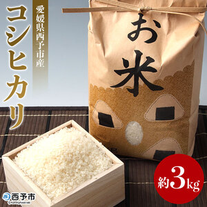 【先行予約】＜愛媛県西予市産 お米 コシヒカリ 約3kg＞『2026年9月末頃より順次発送予定』 コメ 白米 精米 ご飯 甘味 旨味 つや 粘り 特産品 愛媛県 西予市 【常温】 UUB0005