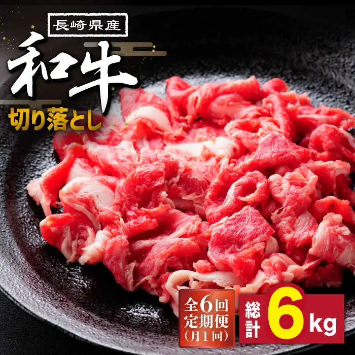 【6回定期便】長崎県産 和牛 切り落とし1kg / 南島原市 / 高田牧場 [SDB006]