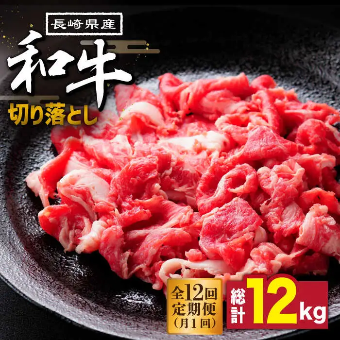 【12回定期便】長崎県産 和牛 切り落とし1kg / 南島原市 / 高田牧場 [SDB007]