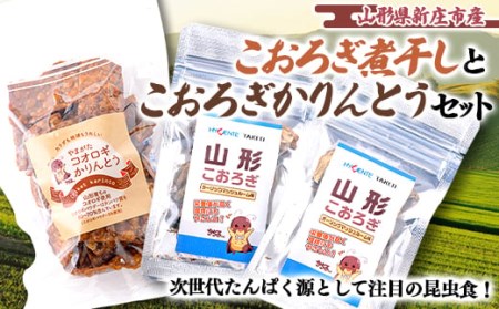 山形こおろぎの煮干し（ガーリックマッシュルーム味）とこおろぎかりんとうセット F3S-1490