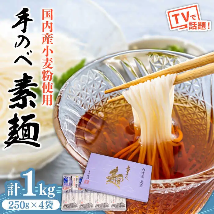 【手のべ陣川】島原 手延べ そうめん 1kg / GS-20 / 化粧箱 袋入 そうめん 島原そうめん 手延べ 麺 素麺 / 南島原市 / ながいけ [SCH006]
