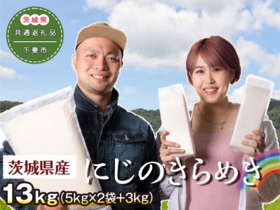 茨城県産にじのきらめき13kg（5kg×2袋＋3kg）〈茨城県共通返礼品・下妻市〉 ※着日指定不可_DN01