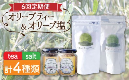【全6回定期便】オリーブ塩 ＆ オリーブティー セット （各2種）長与町/ゆきのヶ丘オリーブ園 [EAV008]  調味料 お茶 オリーブティー