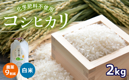 農薬9割減・化学肥料不使用 コシヒカリ 2kg 令和6年産 米 (2025年2月以降の発送予定) 