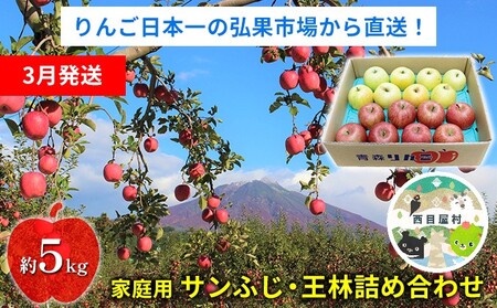 りんご詰合せ サンふじ王林 青森県産 家庭用 りんご詰合せ【約5kg】【3月発送】