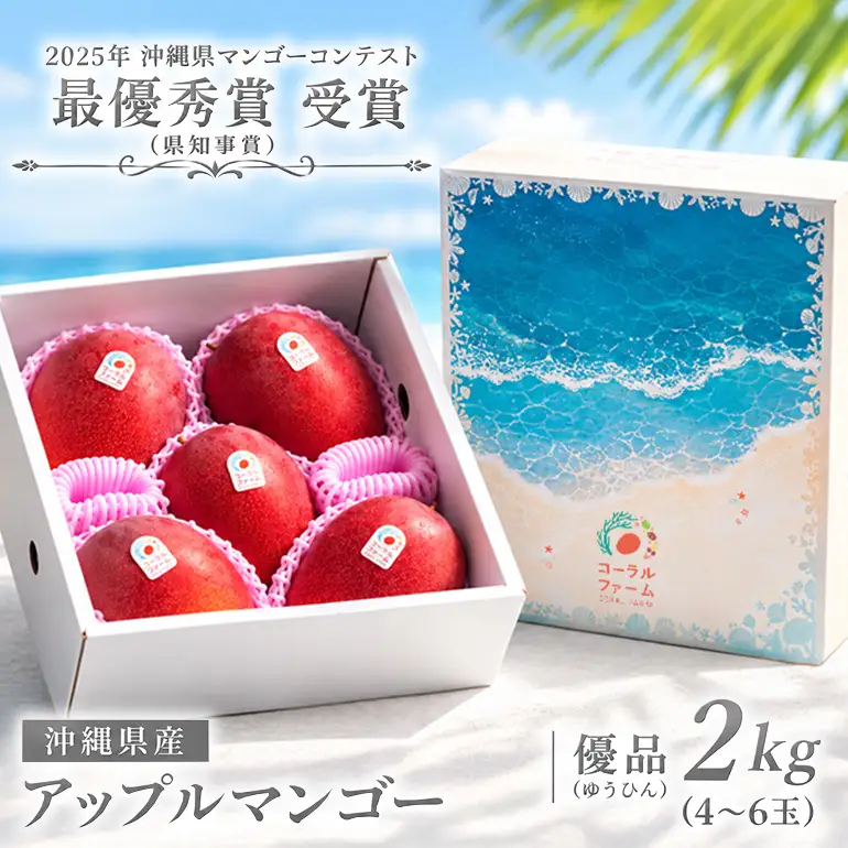 【 先行予約 2027年 発送 】コーラルファーム アップルマンゴー 2kg (4～6玉) 優品 沖縄県産 マンゴー アーウィンマンゴー 2キロ 国産 完熟マンゴー 果物 くだもの フルーツ 完熟 夏 沖縄 お取り寄せ ギフト 産地直送 農家直送 糸満市