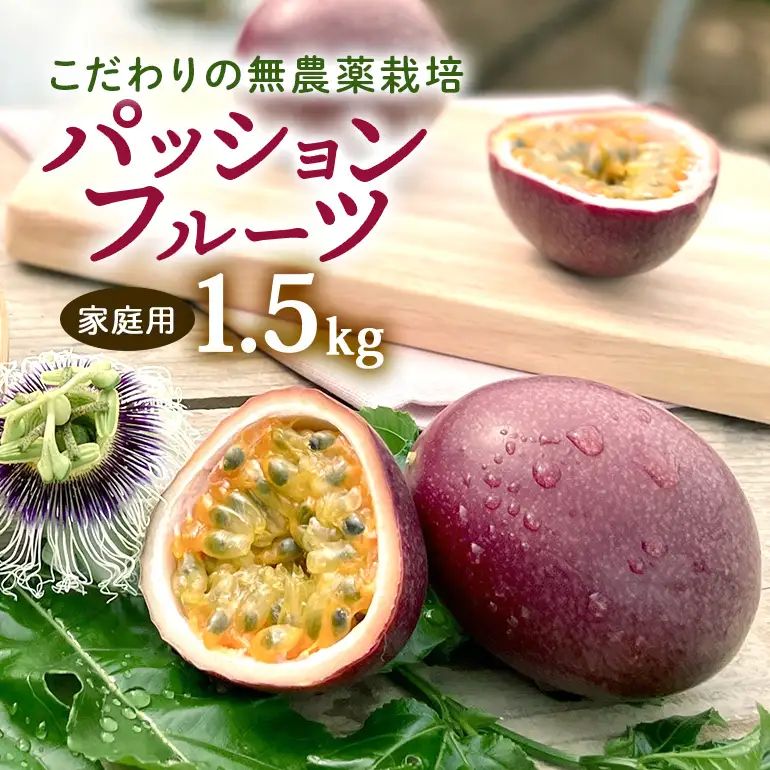 【 先行予約 2027年 発送 】こだわりの無農薬栽培 パッションフルーツ 1.5kg ＜ご家庭用＞ 果物 フルーツ くだもの 1.5キロ 沖縄 果実 南国フルーツ 沖縄県産 美味しい 甘い あまい 甘み 酸味 爽やか 産地直送 農家直送 産直 家庭用 沖縄県 糸満市 8-3