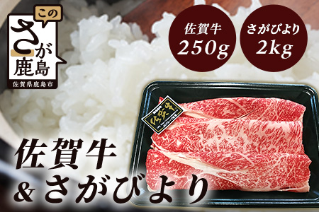 【数量限定】佐賀牛肩ローススライス250g＆さがびより２kgセット B-444