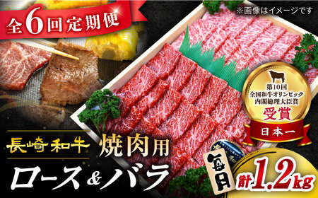 6回定期便 長崎和牛 焼肉セット 2種 1.2kg 訳あり CAG212 焼肉セット