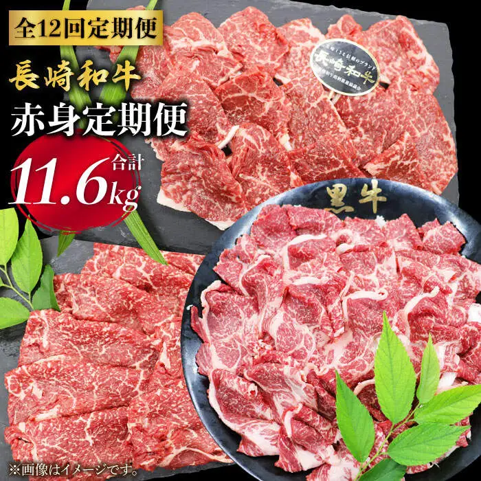 【月一のご褒美に】【12回定期便】長崎和牛 赤身×12回定期便＜株式会社 黒牛＞ [CBA040]