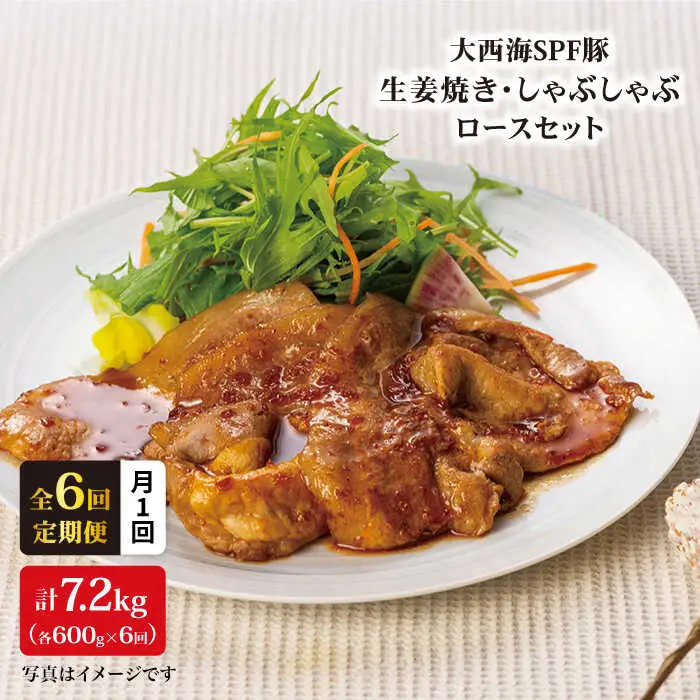 【6回定期便】大西海SPF豚 背ロース しょうが焼き用＆しゃぶしゃぶ用 計1.2kg 訳あり ＜大西海ファーム＞ [CEK043]