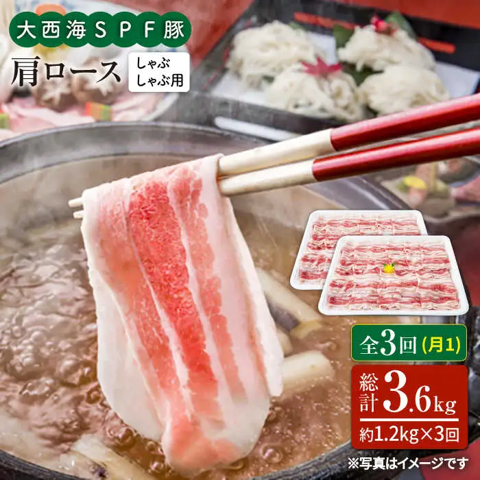 3回定期便 大西海SPF豚 肩ロース しゃぶしゃぶ 計1.2kg 訳あり ＜大西海ファーム＞ [CEK092]  しゃぶしゃぶ