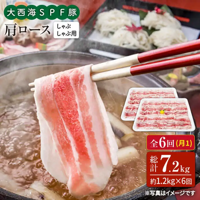 6回定期便 大西海SPF豚 肩ロース しゃぶしゃぶ 計1.2kg 訳あり ＜大西海ファーム＞ [CEK093] しゃぶしゃぶ