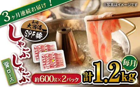 3回定期便 大西海SPF 豚 背ロース しゃぶしゃぶ 計1.2kg 訳あり ＜大西海ファーム＞ [CEK094] しゃぶしゃぶ