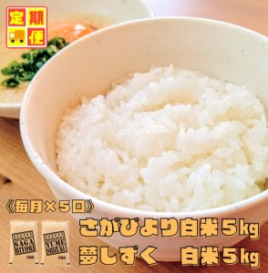 CID06_『新米予約初回2025年11月発送』【５回定期便】【白米食べ比べ！】さがびより５kg夢しずく５kg 【五つ星お米マイスター厳選！】