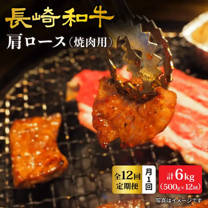 【訳あり】【月1回約500g×12回定期便】長崎和牛 肩ロース（焼肉用）計6kg＜大西海ファーム＞ [CEK104]