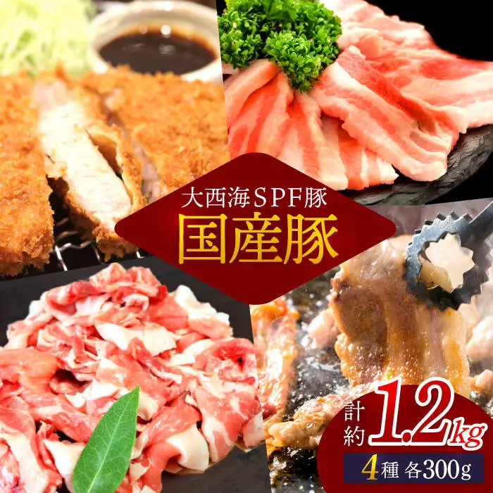 【訳あり】【大人気こま切れ入り♪】大西海SPF豚 国産豚 豚肉4種類 1.2kgセット 【大西海ファーム食肉加工センター】 [CEK166]